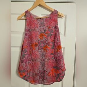 CAbi Jubilee Pink and Orange Paisley Tank Top Size Small